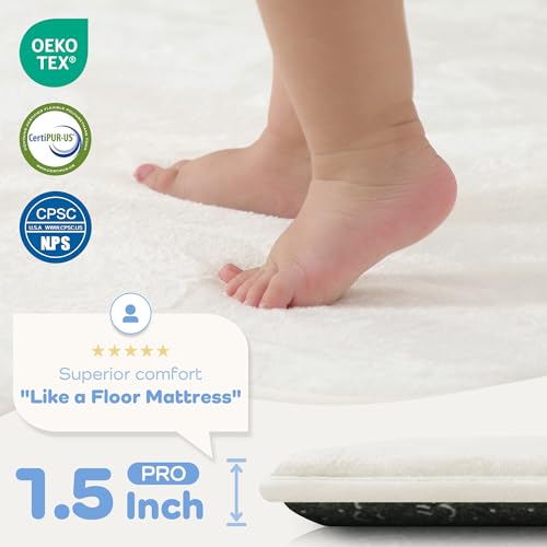 Image of 1.5 inch Thick Baby Play Mat for Floor 39x59 Soft Foam Play Mats, Cream