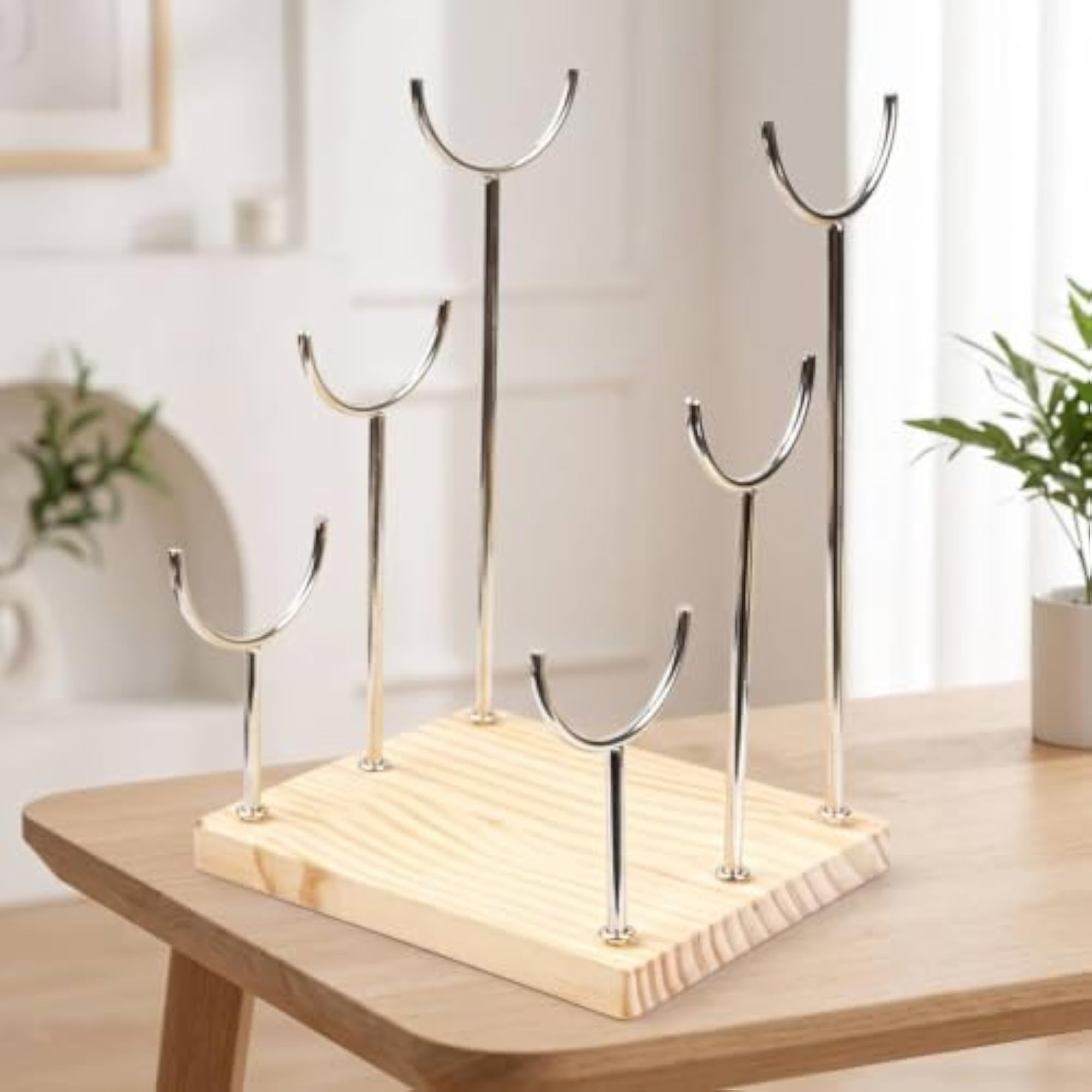 Countertop Bracelet Stand with Wooden Base for Retailers