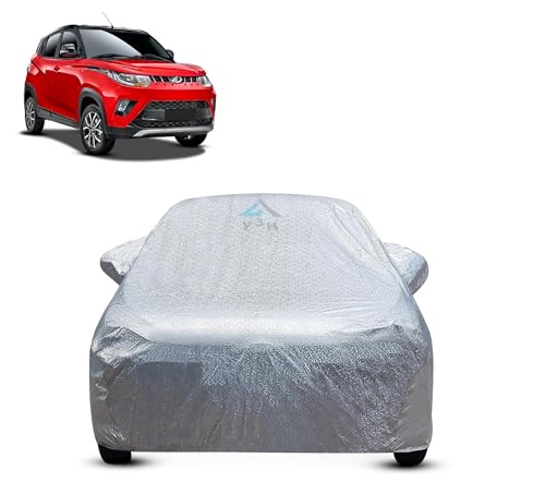 Image of Y3H 100% Waterproof Car Cover Compatible with Mahindra Kuv 100 (Model : 2016 Onwards) Custom Fit Body Covers with Mirror Pockets | Color : Metalic Silver