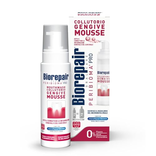 Biorepair, Peribioma™ Mundspülung Mousse, Mundspülung für entzündetes Zahnfleisch, antibakteriell, Reparieren von Malz, Format 200 ml