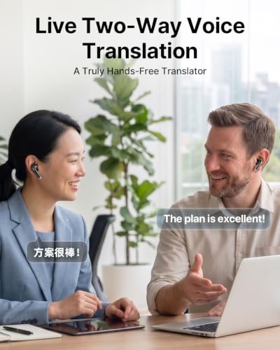 Image of AI Translation Earbuds Real Time 157 Languages Translator Ear Buds Interpreter Earphones, in-Ear Earbuds Support Playing Music Phone Calls, Audifonos Traductores Ingles Espanol for Travel Business