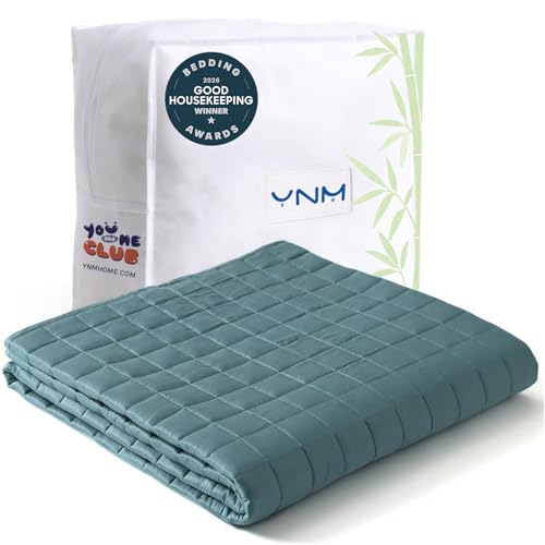 YnM Cooling Weighted Blanket for Adults, 15lbs Heavy Bed Throw for One Person of 140lbs, Perfect for Hot Sleepers or Warm Climates with Rayon/Glass Beads(48x72 Inches,Twin/Full Bed, Sea Grass)
