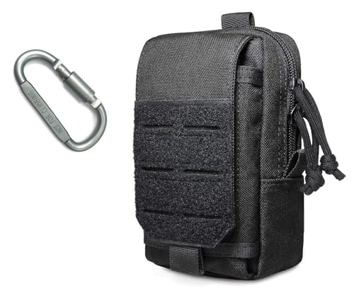 Bolsa tactica Pouch molle EDC Bolso Cintura Hombre Compatible con Mochila Chaleco Cinturón Accesorios molle Hook-and-Loop Fastener Bag (Negro)