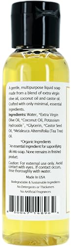 Image of Claya Tea Tree Liquid Castile Soap - Organic Ingredients, Biodegradable, Gentle for Sensitive Skin and Versatile Use (Travel Size 2 fl oz)