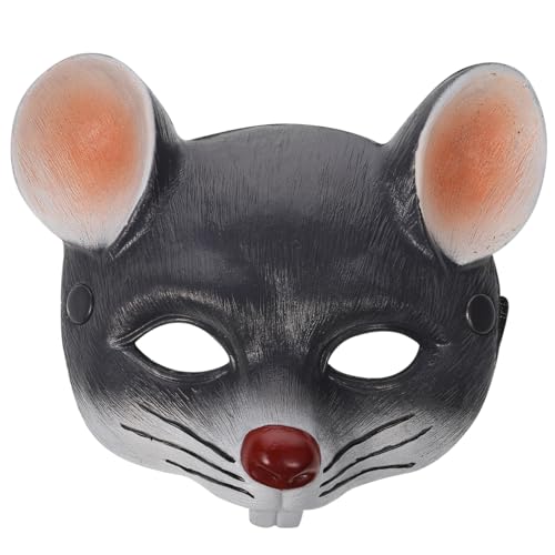 jojofuny Grey Rat Mask: 3D Scar Rat Head Mask Half Face Animal Mouse Costume for Halloween Carnival Masquerade Cosplay Party Props