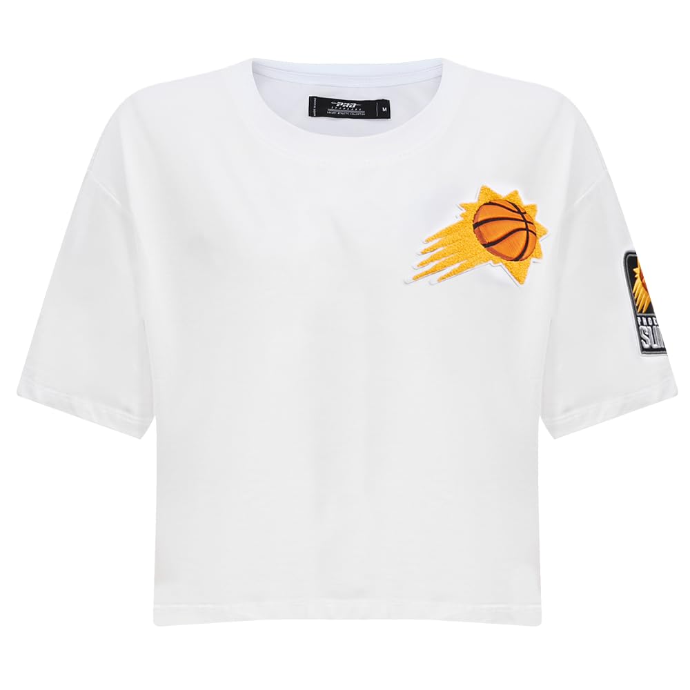 Womens NBA Classic Chenille Cotton Short Sleeve Boxy Tee White
