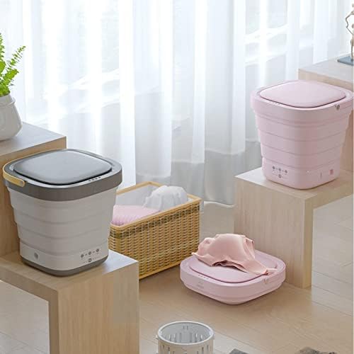 Portable Mini Washing Machine - 2 in 1 Compact Folding Washer for Home & Travel, Automatic Small Clothes Washer Bucket - Lightweight Gray Design