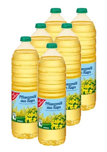 Rapsöl 6 x 1 Liter Speiseöl aus Raps zum Kochen Braten Frittieren & Backen 6er Pack Gut und Günstig Rapsöl Pflanzenöl 6 L