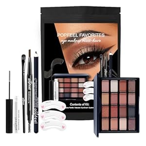 Make Up Set, Muss Man Haben All-In-One Auge Makeup Set Für Frauen Mädchen, Schminkset Inklusive Lidschattenpalette, Eyeliner, Augenbrauenstift, Wimperntusche, Augenbrauenschablone & Lidschattenpinsel