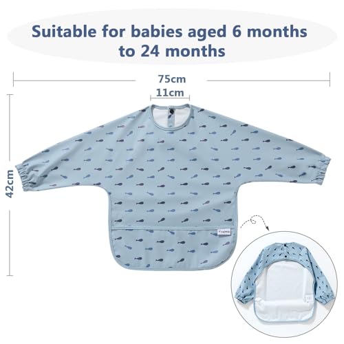 Yiupea Baby Weaning Bib Mess Proof with Long Sleeves - Image 2