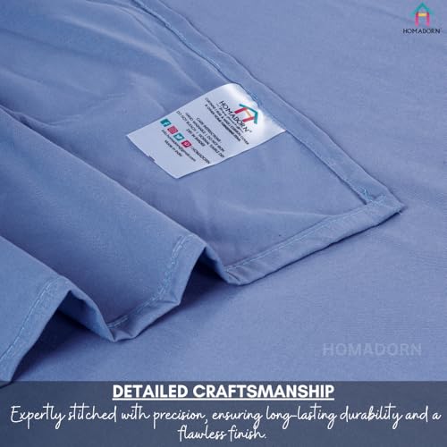 Image of HOMADORN Premium Polycotton Flat Bedsheet for Double Bed with 2 Pillow Covers - Soft, Durable & Wrinkle-Resistant (Lavender Blue)