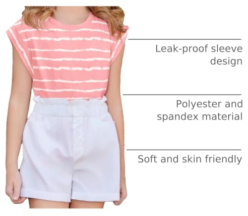 Image of Arshiner Girls T Shirts Cap Sleeves Casual Summer Tops Crewneck Tank Loose Fit Fashion Blouse Tee
