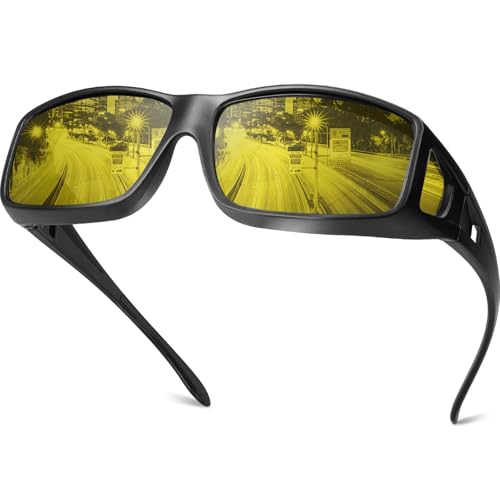 Each Cool Night Driving Glasses for Men Women Fit Over