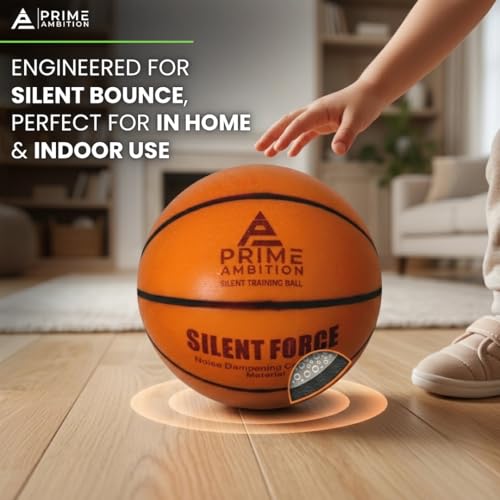 Silent Basketball Size 7 – Quiet Indoor Dribbling Airless Training Ball – Noiseless PU Foam Practice Basketball for Apartments, Homes, Skills Training & Late-Night Drills (29.5”) (Orange) by PRIME AMBITION - Used condition - Image 3
