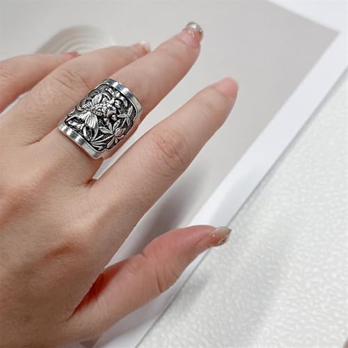 OIDIMS Cute Little Goldfish Adjustable Ring 925 Sterling Silver Lucky Koi Oxidized Fish Wedding Statement Finger Extendable Wrap Bands Promise Rings for Women Men Retro Comfort Fit Unique Jewelry2