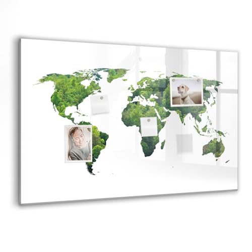 Panneau en verre trempé haut de gamme carte du monde aimants néodyme