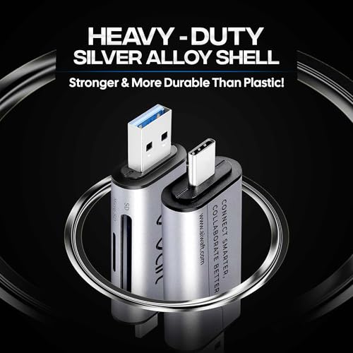Image of AIWaft 2-in-1 High-Speed Card Reader | USB 3.0 & Type-C | Premium Aluminum Body with Protective Case | Supports SD, SDHC, SDXC, MicroSD | Fast Data Transfer & OTG Compatible for All Devices