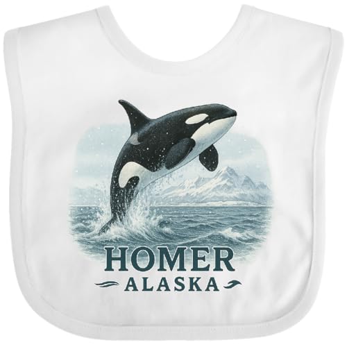 inktastic Orca Whale Jumping Homer Alaska Scenic Baby Bib