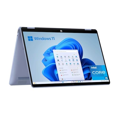 HP OmniBook 5 Flip - Ordenador portátil Convertible de 14' OLED 2K táctil (Intel Core i5-1334U, 16GB RAM, 512GB SSD, Intel Iris Xe Graphics, Windows 11) Azul - Teclado QWERTY Español