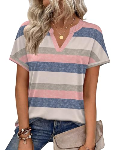 Image of Zeagoo Womens Tops Short Sleeve Summer V Neck Shirts Work Blouses Business Outfits Fashion Clothing