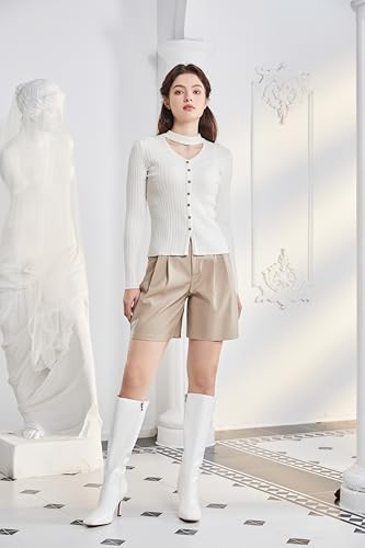 USIMAD Stiletto High Heel Knee High Boots for Women with Square Toe Side Zipper Fashion Tall Long Boots3