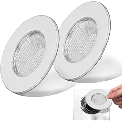 Fregadero Tupido 2 Piezas Filtro Fregadero, Filtro de Acero Inoxidable de 7,5 cm, Filtro Desagüe Fregadero Cocina, Fregadero Lavabo Bañera, Colador de Desagüe de Malla Fina, para Baño, Ducha