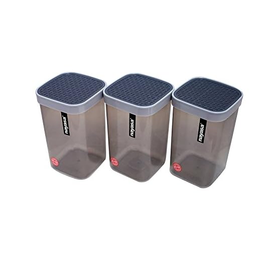 Nayasa Superplast Plastic Container - 1500 ml, 3 Pieces, Grey