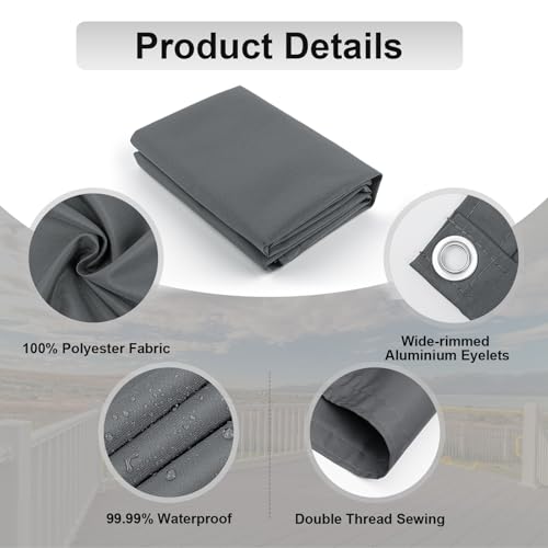 AXT SHADE Balcony Privacy Screen 90x800cm Waterproof Balcony Cover Wind and UV Protection with Cable Ties for Outdoor Terrace-Anthracite - Image 3