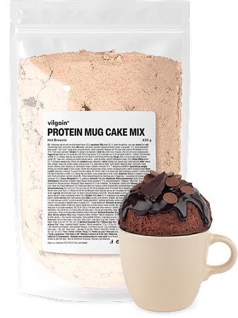 Vilgain Protein Mug Cake Mix - Schoko Brownie, 420g - Proteinreich, Schnelle Zubereitung, Lecker Schoko, Dessert & Snack, Backmischung, Mikrowellenkuchen, Einfach & Schnell, Kuchen, Fitness Baking
