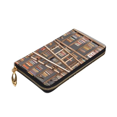 Funny Book Shelves Collection and Ladder Women's Wallet Large Capacity Credit Card Holder Zip Phone Clutch Ladies Travel Purse3