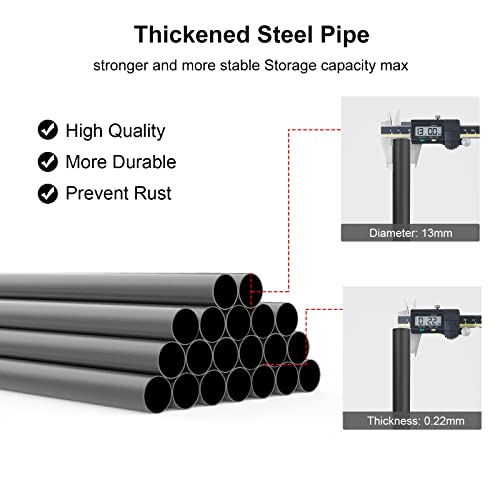 LOEFME Canvas Wardrobe 172 * 130 * 45cm, Wardrobes for Bedroom, New Base Design Fabric Bedroom Wardrobes with 2 Hanging Rails and 18 Side Bags, Fabric Closet, Cheap Folding Wardrobe, Black - Image 6