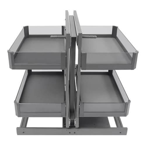 LTIGOAW 2 Tier Corner Blind Cabinet Pull-Out Organizer, Minimum Opening 14.57 Inch Corner Blind Pull-Out Storage Shelf, Sliding Organizer Baskets, Fits Left and Right Opening