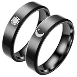 WATIIFUFU Anillos de Compromiso para Parejas con Diseño de de Chapados Negro Resistentes y Cómodos para Hombre y Mujer Regalo Simbólico de Promesa y Alianza de Boda