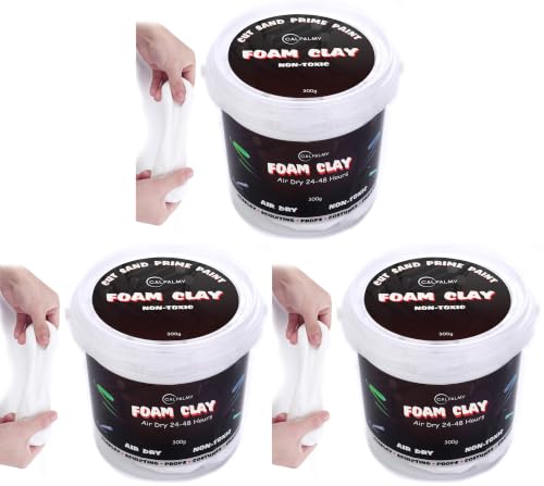 Image of Moldable Cosplay Foam Clay (White) - High Density and Hiqh Quality for Intricate Designs | Air Dries to Perfection for Cutting with a Knife or Rotary Tool, Sanding or Shaping (Pack of 3)