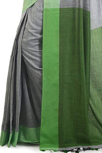 Image of BENGAL HANDLOOM Women's Pure Premium Cotton Daily Wear Pallu Saree With Blouse Piece