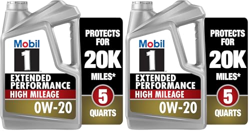 Image of Mobil 1-123837 Extended Performance High Mileage 0W-20; 5QT, Gray (Pack of 2)