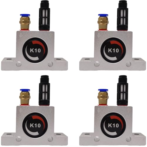 4-Pcs K10 1/4'' Industrial Gas Vibrator - Pneumatic Ball Type Rotor Vibrator with Muffler for Power Tool Replacement