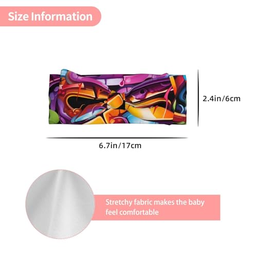 Baby Bow Headband graffiti hip hop Pattern Soft, Skin-Friendly for Newborns 0-6 Months, for Baby Girls3