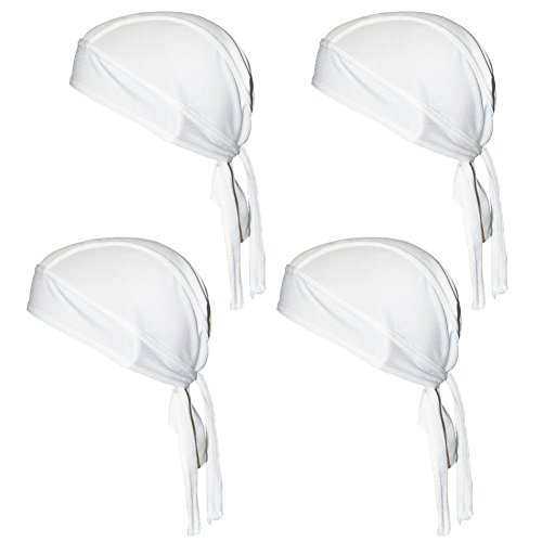 QING OUTDOOR Quick Dry Sweat Wicking Beanie Cap Adjustable Cycling Cap Hat Skull Cap Chemo Head Wrap Bandana for Men Women Helmet Liner Pack of 4