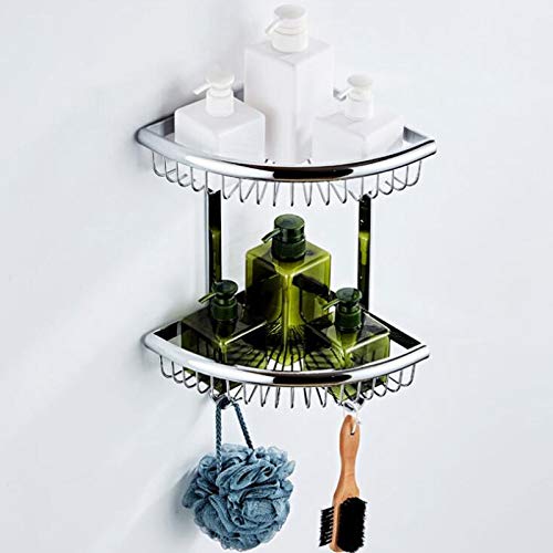 Wandmontiertes Eckduschregal fürs Badezimmer - 3-stufiger Organizer mit Abtropfgestell, rostfreie Aufbewahrungslösung für Badezimmeraccessoires, Space-Sa (3-lagig, Chrom)
