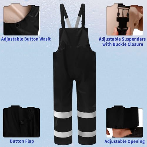 RainRider Rain Suits for Men Women Waterproof Fishing Rain Jacket Bib Pants Lightweight Reflective 3-Piece Rain Gear4
