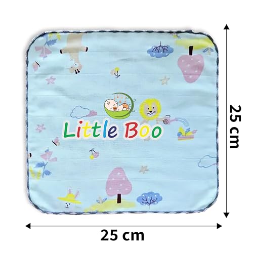 Image of Little Boo Muslin Face Hankies /Towels for Newborn Baby Extra Soft Reusable Napkins for Infants Toddlers /Kids (Pack of 5) Multicolor