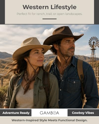 Image of Gamboa 100% Leather Hat Chin Strap for Men and Women Removable Hat Chin Cord for Cowboy and Sun Hats
