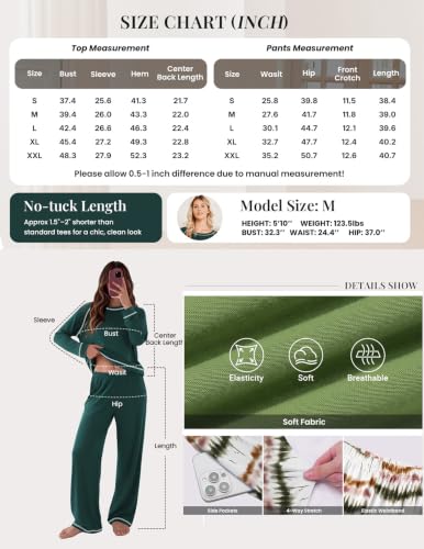 Ekouaer Womens Pajamas Long Sleeve Pjs Soft Loungewear 2 Piece Lounge Sets - image 6