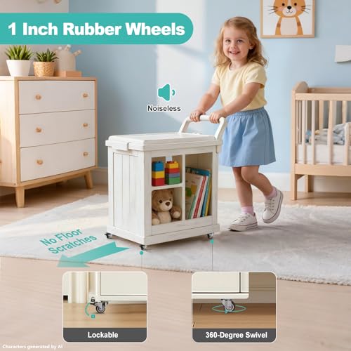 1 Inch Caster Wheels for Furniture, Silent Bearing Swivel Plate Casters Set of 4 Heavy Duty Load 99 Lbs, No Noise Rubber Caster Wheels for Small Furniture (4 with Brakes) | with Brakes, Light Load 99 LBS, Low Profile, No Floor Marks, Soft Rubber Roll