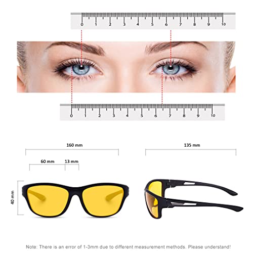 Image of Sports Sunglasses COMBO, UV Protected Wraparound Design, 2 Pack with Night Driving Yellow Lens and Black Sport Lens