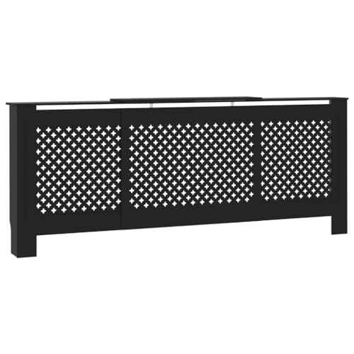 vidaXL Modern Adjustable MDF Radiator Cover, Sleek Design, Versatile Shelf, Durable Construction, Black, 55.9