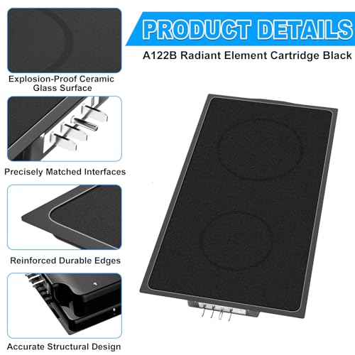 Image of [2 PACK] Upgraded A122B A122BA Radiant Cartridge Compatible with Jenn air Cooktop Replacement Parts Radiant Cartridge JEA8120ADB Whirlpool Jennair Cooktop parts Electric Cooktop Stove Burners