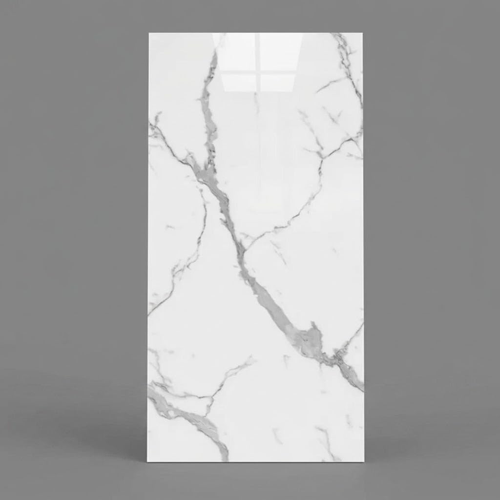 10Pcs Bathroom Wall Panels PVC Cladding Shower Wet Wall Tile Marble Effect Decor Tiles Sticker (White Rock)