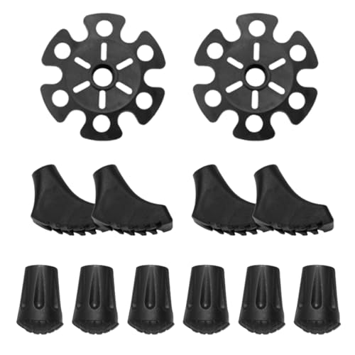 Jortmrd 12 Piezas Puntas de Goma Tapas para Bastones de Senderismo de Goma Puntas de Repuesto Universales para Bastones de Trekking y Marcha Nórdica, Adecuadas para Asfalto, Grava y Montañas